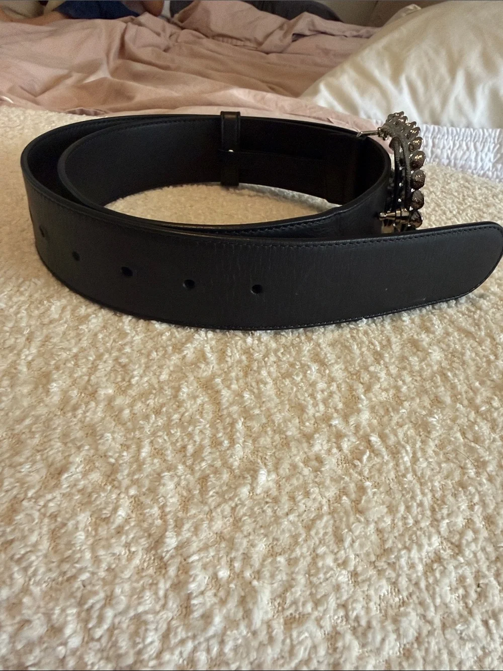 Gucci Black Leather GG Crystal Buckle Belt Size 90/36 - Picture 2 of 5